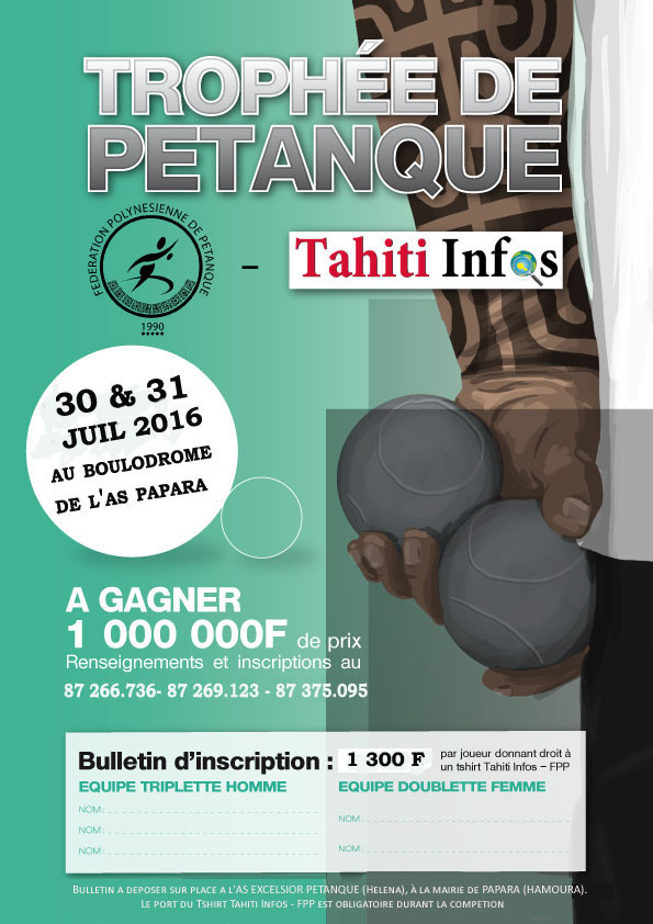 Pétanque – Trophée Tahiti Infos : La compétition se déroulera bien à Papara