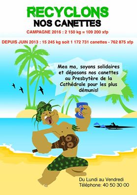 762 875 Fcfp récoltés grâce aux canettes à la cathédrale de Papeete