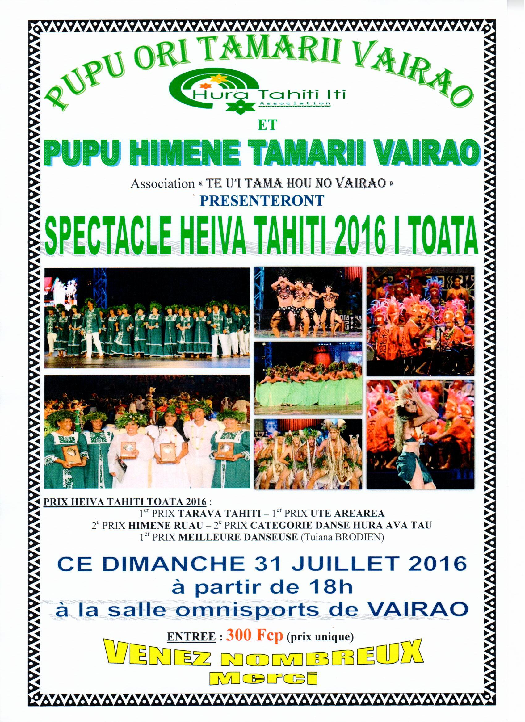 Tamarii Vairao offrira un spectacle à ses matahiapo dimanche