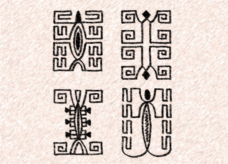 Motifs de tatouage marquisien représentant des nonos, d’après K. Von den Steinen (1925) et W.C. Handy (1938)