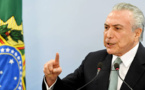 Brésil : le président Temer demande la suspension de l'enquête le visant