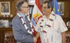 Edouard Fritch reçoit l’ambassadeur Hervé Dejean de la Batie