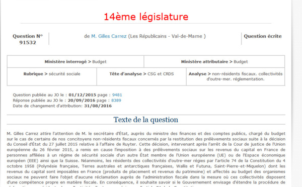 Les résidents des PTOM exclus de la procédure de restitution des prélèvements sociaux 