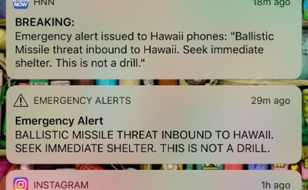 Une fausse alerte au missile balistique sème la confusion à Hawaï