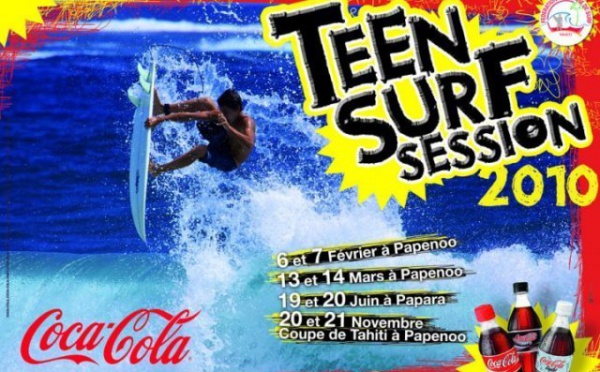 SURF : 2e Etape de la Coca – Cola Teen Surf Session à Papenoo les 24 et 25 avril prochain.