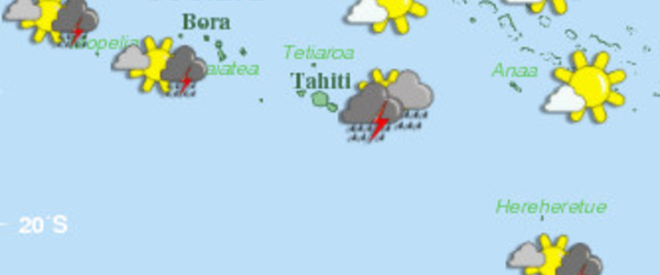 Appel à la vigilance en raison d’orages aux îles du Vent et Tuamotu