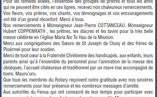 Avis de remerciements Famille PORLIER