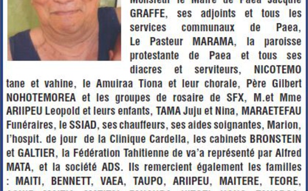 Avis de remerciements de la famille MAITI