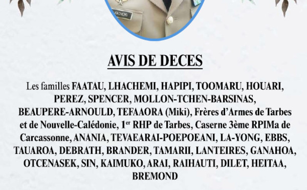 Décès de Monsieur Rahime FAATAU-LHACHEMI