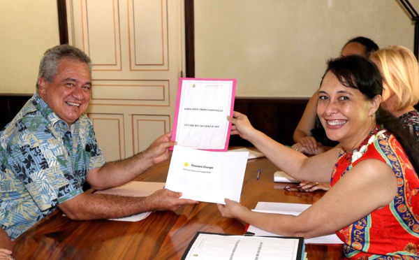 Energie et formation professionnelle : passation de dossiers entre Tea Frogier et Heremoana Maamaatuaiahutapu