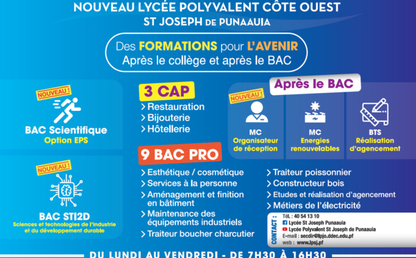 Le Lycée Saint-Joseph de Punaauia ouvre des classes de 2nde générale