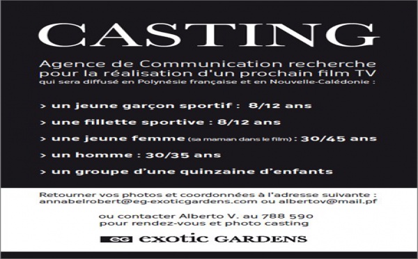 CASTING pour les besoins d'un film publicitaire