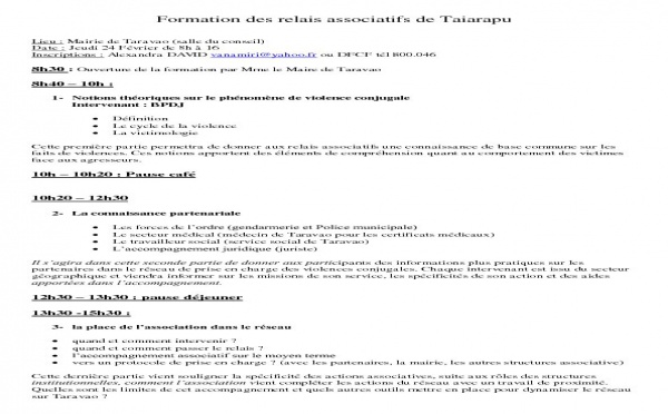 Lutte contre les violences familiales: formation des relais d'information