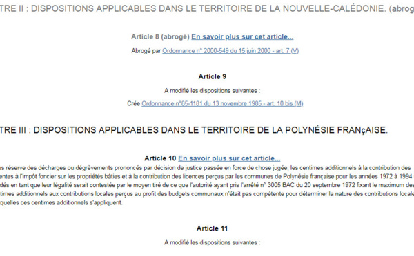 Loi française : sera-t-il bientôt facile de comprendre ce qui est applicable en Polynésie ? 
