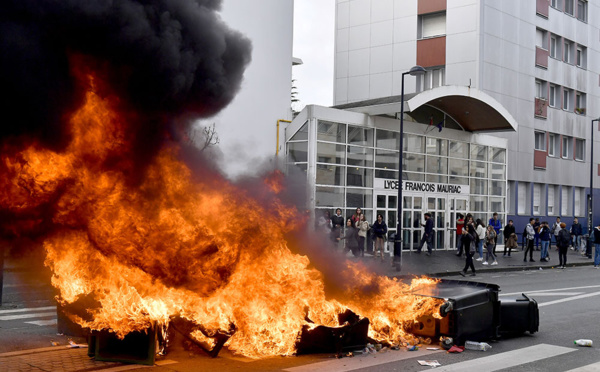 Lycéens: poursuite des perturbations, appel à une "mobilisation générale" jeudi