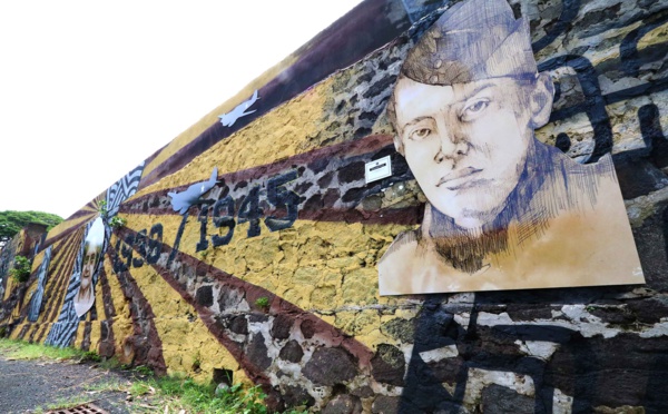 Une fresque en l'honneur des anciens combattants du fenua