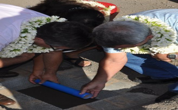Pose de la première pierre de la maison de l’enfance de Punaauia