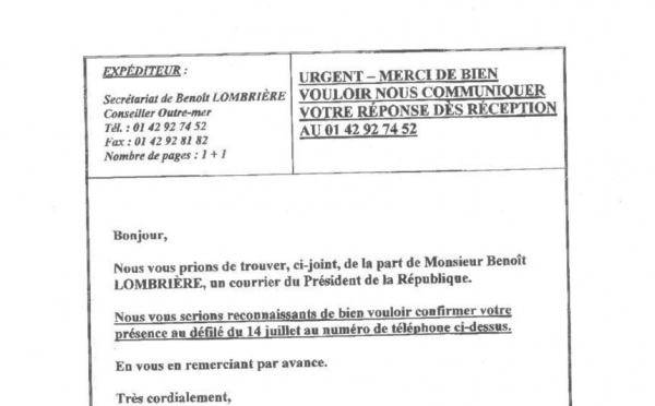 Nicolas Sarkozy invite Gaston Flosse au défilé du 14 juillet