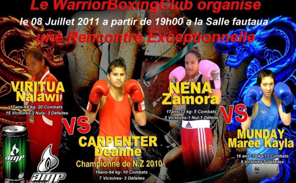 Le Club "Warrior Boxing Club" organise, sous l'égide de la Fédération Polynésienne de Boxe, une soirée de boxe Internationale.