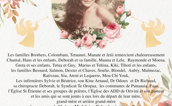 Avis de remerciements Famille COLOMBANI - BROTHERS