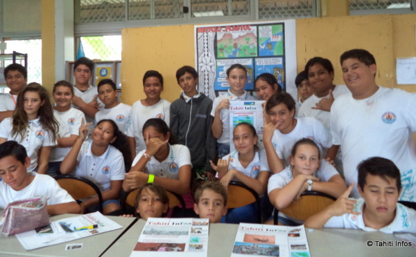 Les 6e de Tipaerui créent leur propre Une de Tahiti Infos