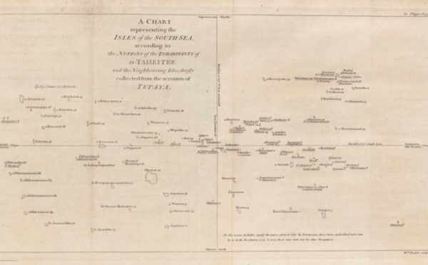 La carte établie par Tupaia pour le capitaine Cook