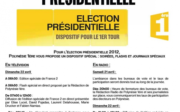 Pour l’élection présidentielle 2012, Polynésie 1ère vous propose un dispositif spécial : soirées, flashs et journaux spéciaux