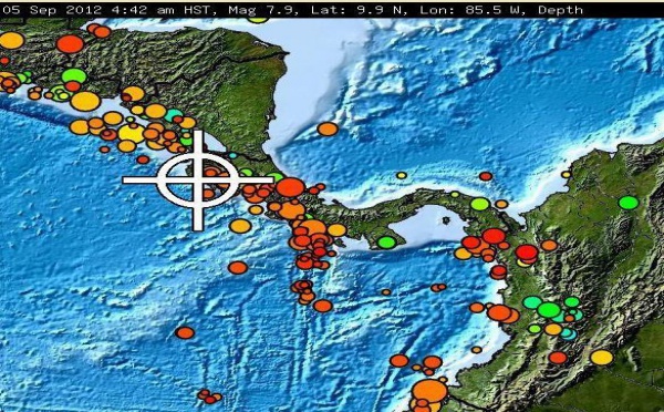 Séisme d'une magnitude de 7,9 au large du Costa Rica, alerte au tsunami en cours