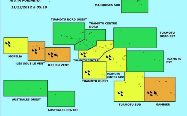 Météo: Maintien de la vigilance orange sur les archipels de la société et les gambier