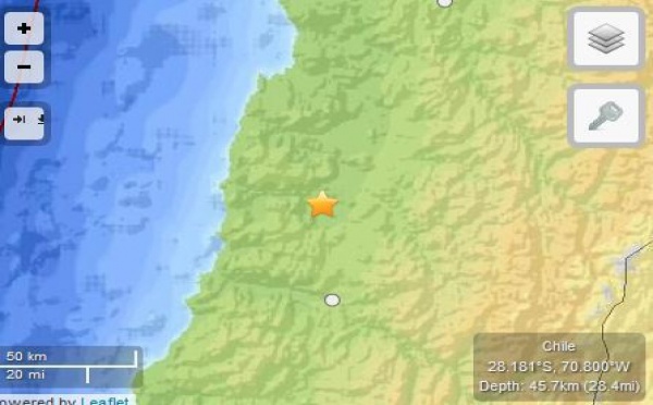 Fort séisme de magnitude 6,7 dans le centre nord du Chili