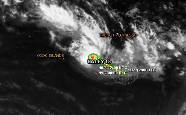 La dépression Tropicale TDF14 renommée Haley se situe à 630 km sud ouest de Papeete