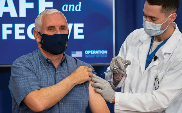 Virus: le vice-président américain vacciné et une quarantaine pour des dirigeants européens