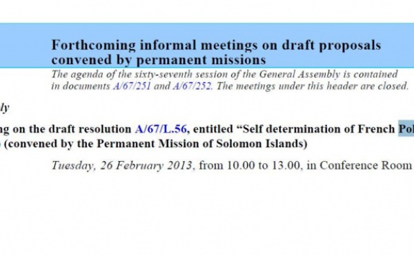 Première audience informelle à l’ONU sur le projet de résolution pour la Polynésie : ce sera mardi prochain