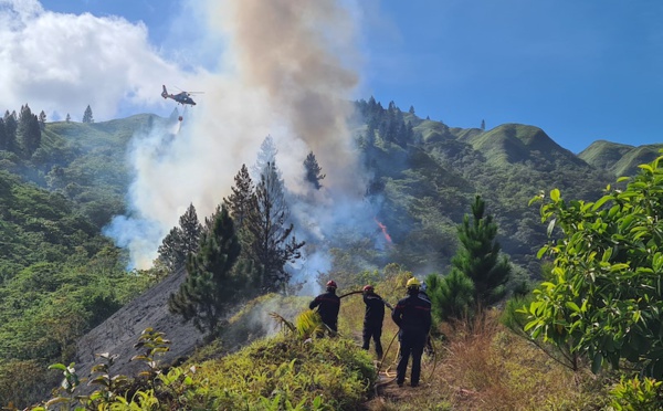 ​Vaste opération sur un feu de brousse à Punavai Nui
