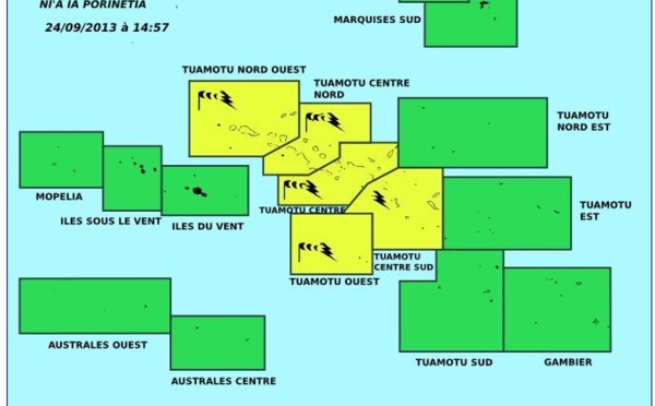 Avis à la population: Nouvel épisode d’intempéries aux Tuamotu mardi dans la soirée
