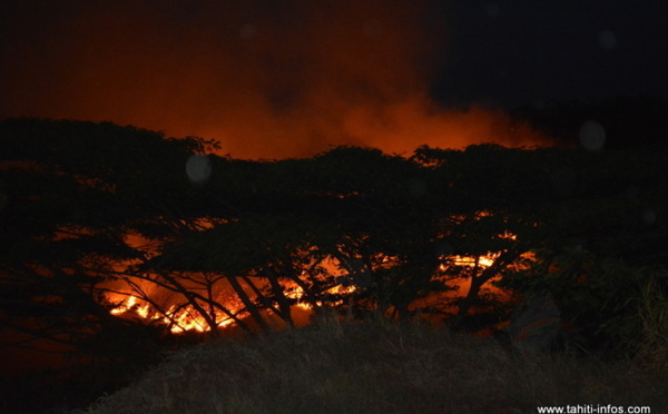 Incendie de broussaille à Huahine