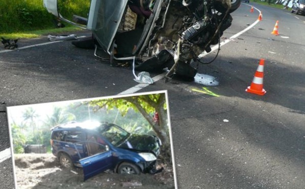 Hitia'a : Il double malgré la ligne continue et fonce sur la voiture qui arrive en face