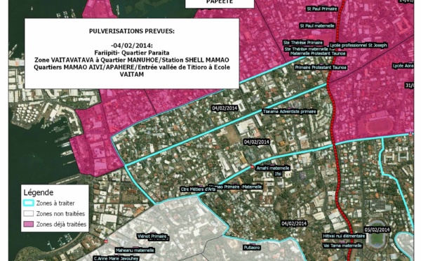 Lutte anti-vectorielle: cartographie des pulvérisations de la semaine