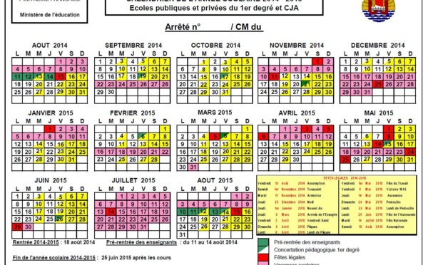 Les calendriers scolaires 2014-2017 à télécharger