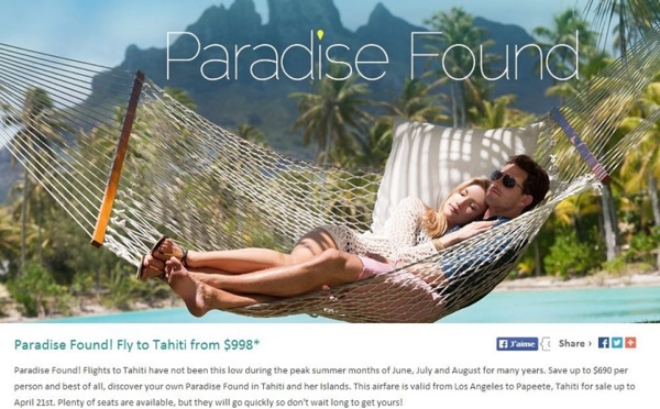 Des billets 40% moins cher entre Los Angeles et Tahiti, réservés aux touristes