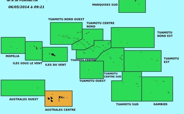 Météo: Alerte orange sur les Australes, avis de fortes pluies en cours