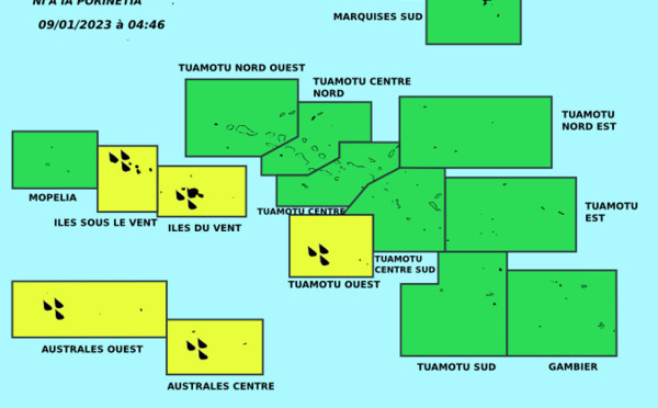 Fortes pluies, vigilance jaune sur la Société, les Australes et les Tuamotu ouest