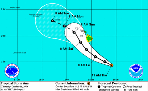 La tempête tropicale Ana va toucher Hawaii
