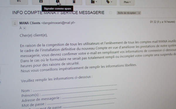 Phishing: Grosse attaque contre les clients Mana