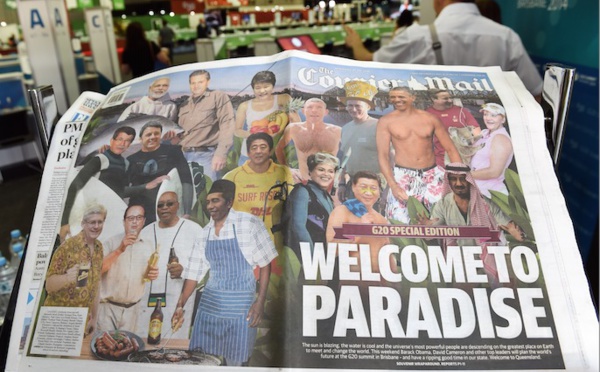 Barbecue, bières, koalas pour Hollande, Merkel et Cie à la une d'un tabloïd australien