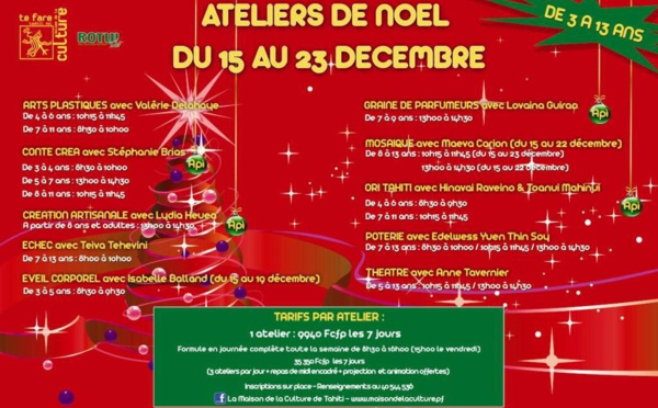 Les ateliers de Noël: un programme riche et varié à la Maison de la culture