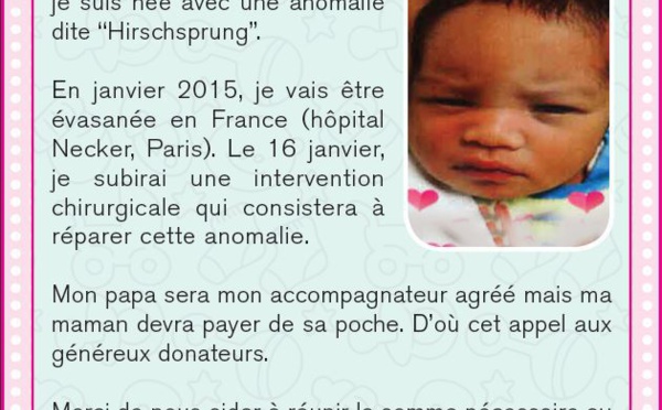 Appel aux dons pour aider bébé Elina