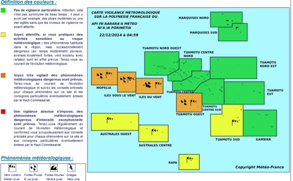 Fortes pluies sur La Société et les Tuamotu-Gambier