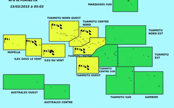 Avis de vigilance jaune en cours sur île de la Société et les Tuamotu ouest