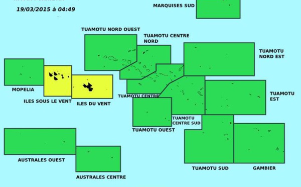 Météo: Vigilance jaune sur les îles de la société